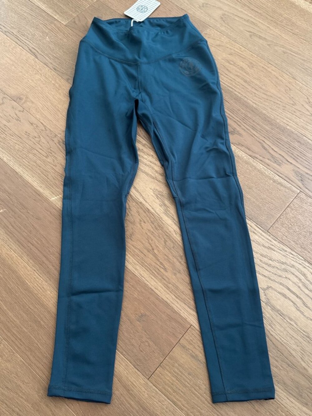 Gymshark Golds Gym Leggings Womens Medium High Rise Logo Ankle Blue Athletic NWT